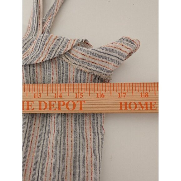 Skies are Blue Stripe Jumpsuit Womens Size Medium Blue Cotton Linen Wide Leg - Picture 11 of 13